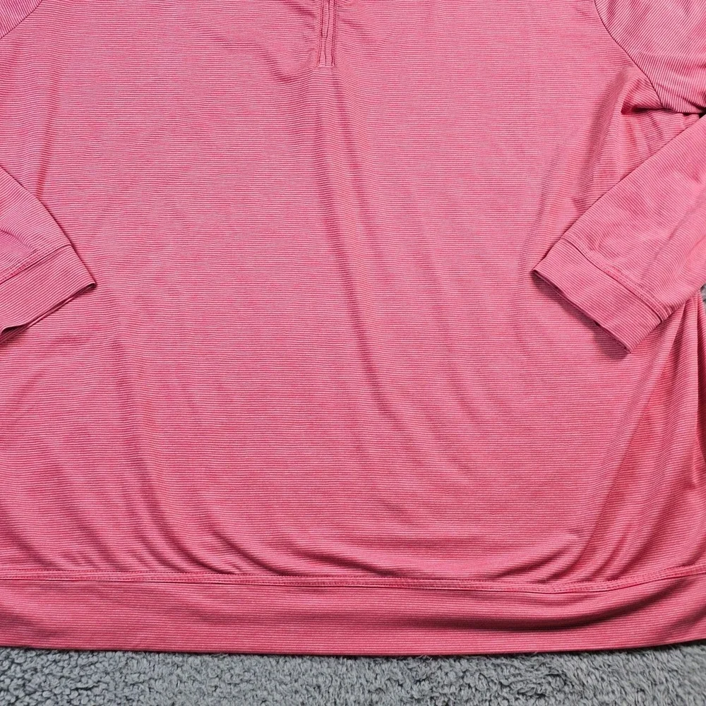 Johnnie-O Mens 2XL Pink Striped 1/4 Zip Harrison Lake CC Golf Pullover